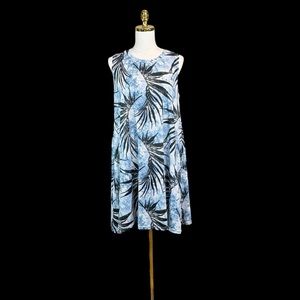 Woman’s Kiwi + Punch lightweight tropical leaf print sleeveless dress size L